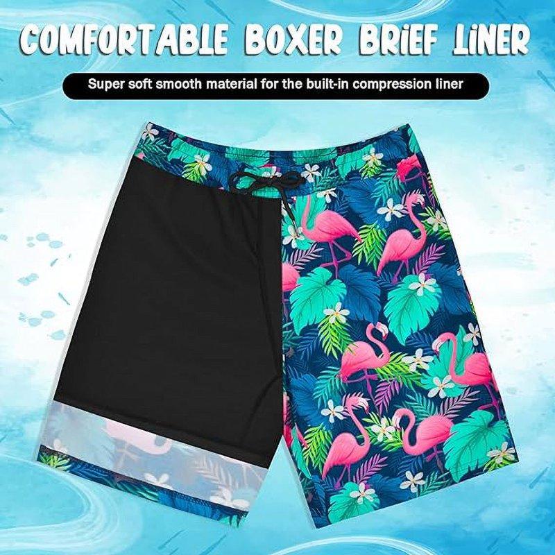 Boys Swim Trunks Bathing Suit Youth Teen Boys Swimming Trunks With Compression Liner Kids Swimsuit Board Shorts 7-16