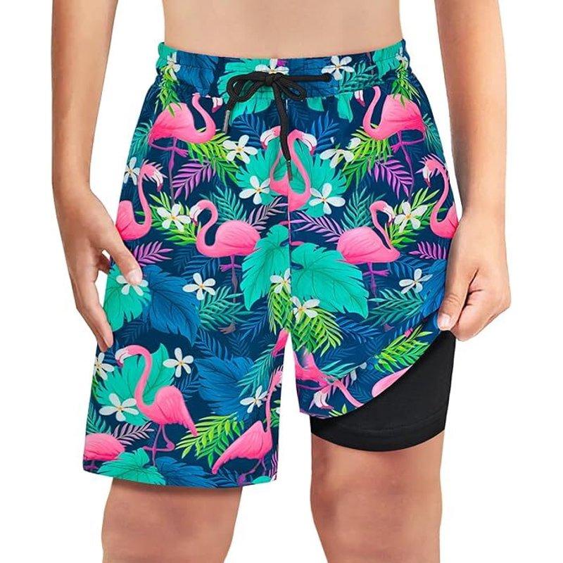 Boys Swim Trunks Bathing Suit Youth Teen Boys Swimming Trunks with Compression Liner Kids Swimsuit Board Shorts 7-16