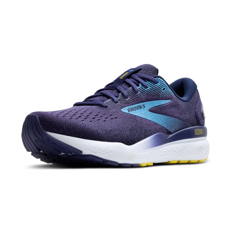 Brooks Men’s Ghost 16 Neutral Running Shoe - Blue/Bonnie Blue/Yellow - 10.5 Medium