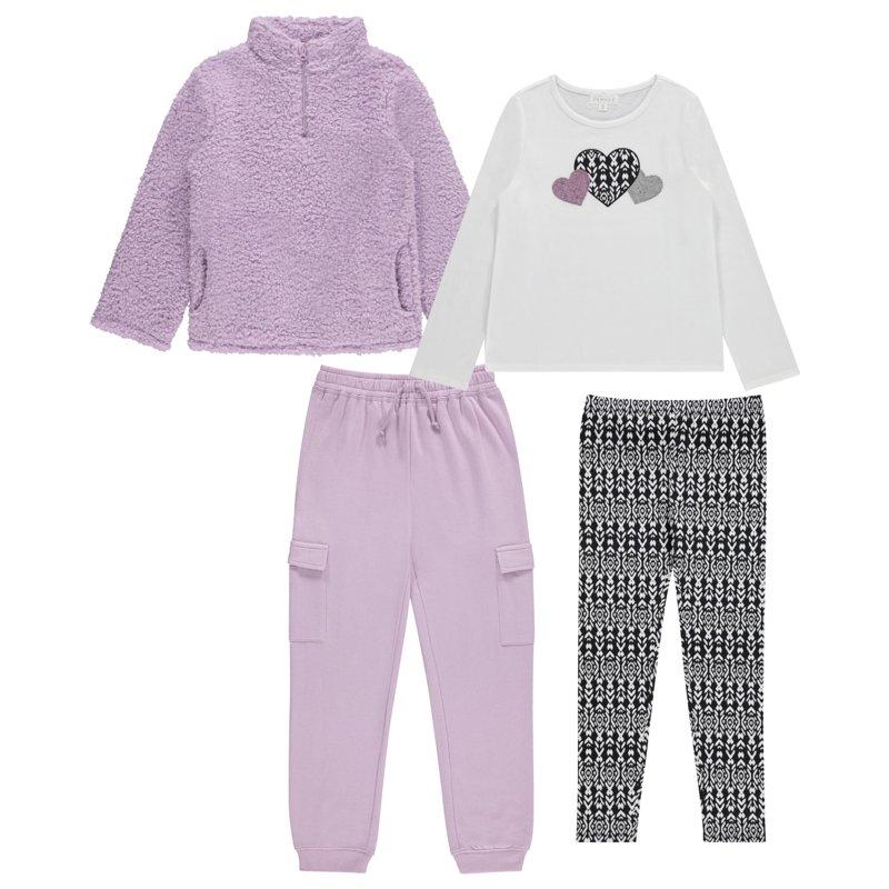 BTween Girls' 4-Pack Fashion Wardrobe Essentials Trendy & Versatile Clothing Sets for Kids Orchd Size 8