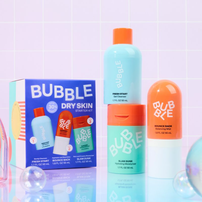 Bubble Skincare 3-Step Hydrating Routine Bundle For Normal To Dry Skin Unisex Set Of 3