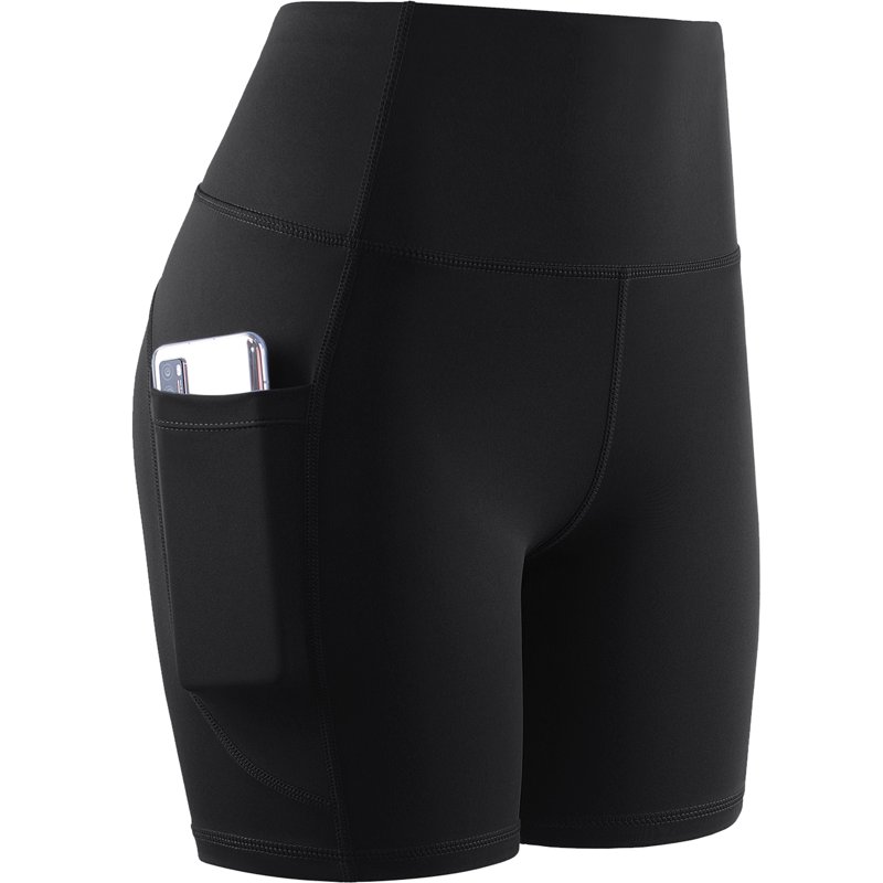 Cadmus High Waist Yoga Shorts for Women Workout Running Shorts Naked Feeling Biker Shorts Tummy Control Deep Pockets Black M