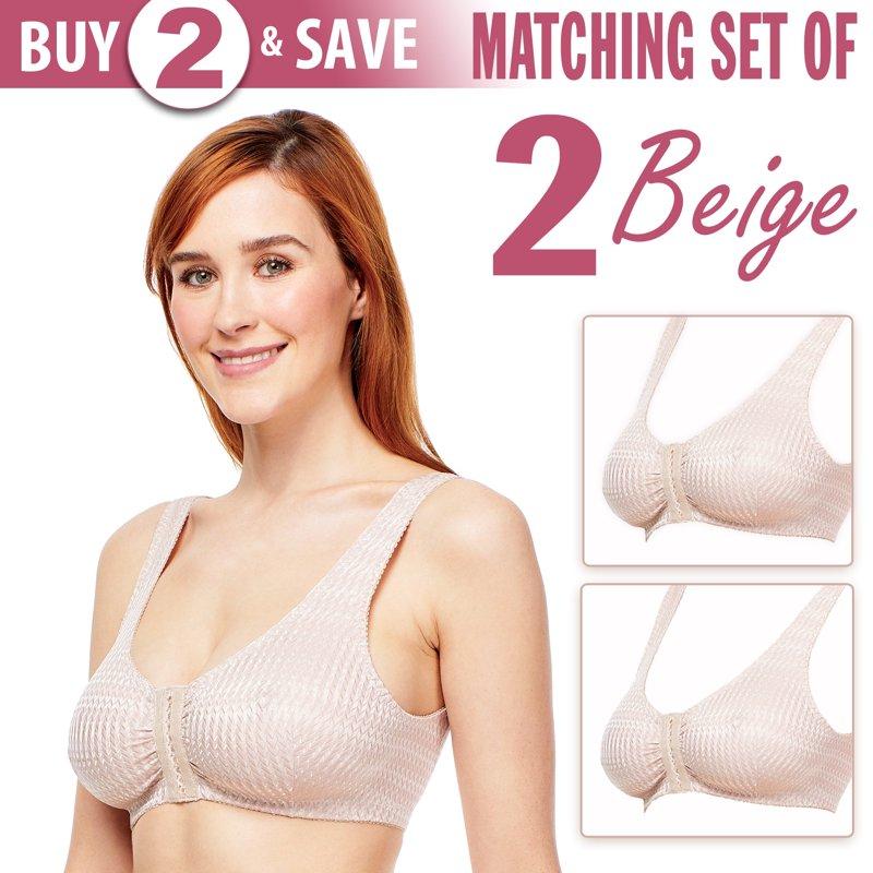 Carole Martin Full-Freedom Comfort Bra Wireless Front Closure Style 7218 Set of 2-Beige 34