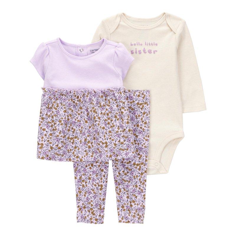 Carter's Child of Mine Baby and Toddler Girl Outfit Set 3-Piece Sizes 0/3-24 Months