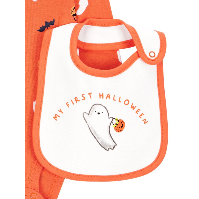 Carter's Child Of Mine Baby Unisex Halloween Bodysuit And Bib Set 2-Piece Sizes Newborn-12 Months