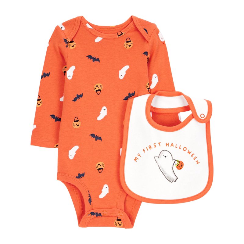 Carter's Child of Mine Baby Unisex Halloween Bodysuit and Bib Set 2-Piece Sizes Newborn-12 Months