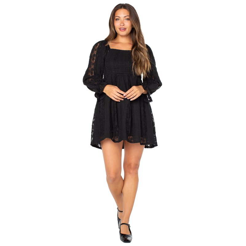 Celebrity Pink Women's and Women's Plus Long Sleeve Lace Mini Dress Sizes XS-4X