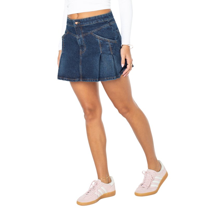Celebrity Pink Women's Western Pleated Denim Mini Skirt Sizes XS-XXXL