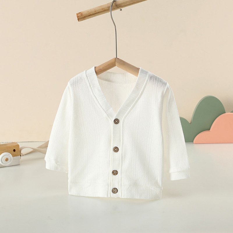Chbgutlmr Newborn Baby Clothes Cardigans Long Sleeve Hollow Out Knit Sweater Unisex Infant Button V Neck Sweaters