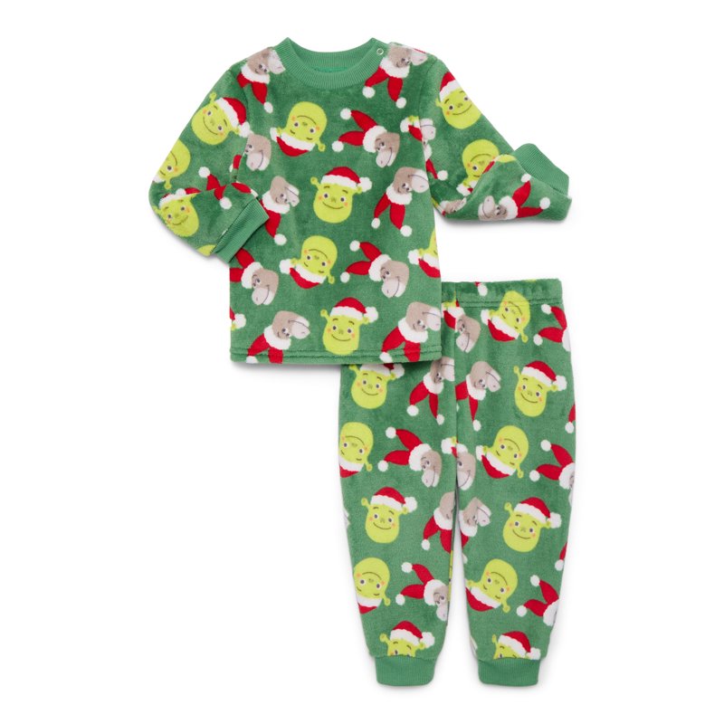 Christmas Shrek Baby Boys or Girls Print Plush Top and Pants Set 2-Piece Sizes Newborn-24M