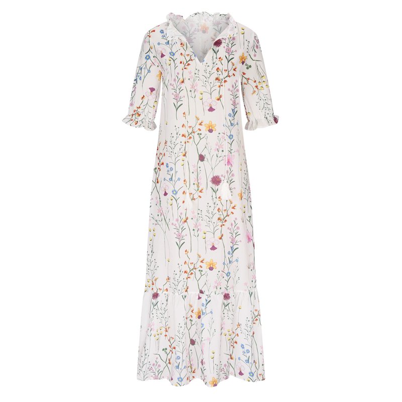 Clearance Under 10$ Summer Dresses For Women 2024 Oversize Fashion Casual Spring And Summer V-neck Three-quarter Sleeve Printed Dress