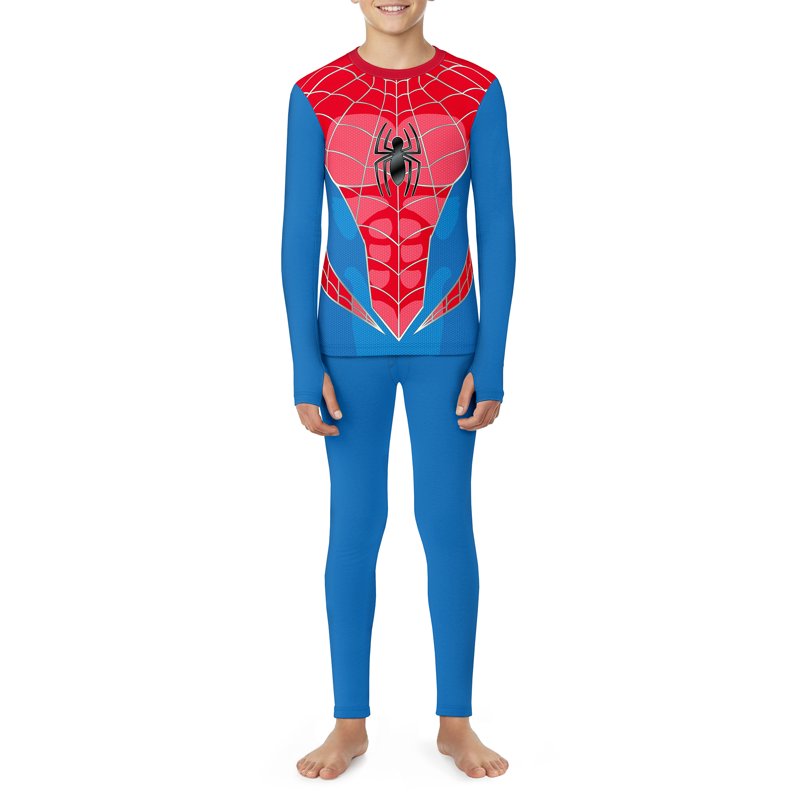 Climateright By Cuddl Duds Spider-Man Boys Thermal Set Sizes S-L