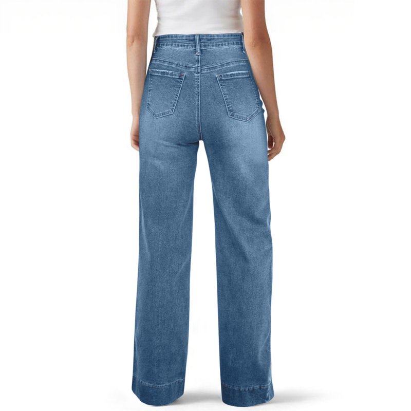 ClodeEU Wide Leg Jeans For Woman High Waisted Baggy Jeans With Drawstring Straight Leg Jean Stretchy Denim Pants Light Blue Womens Plus XL