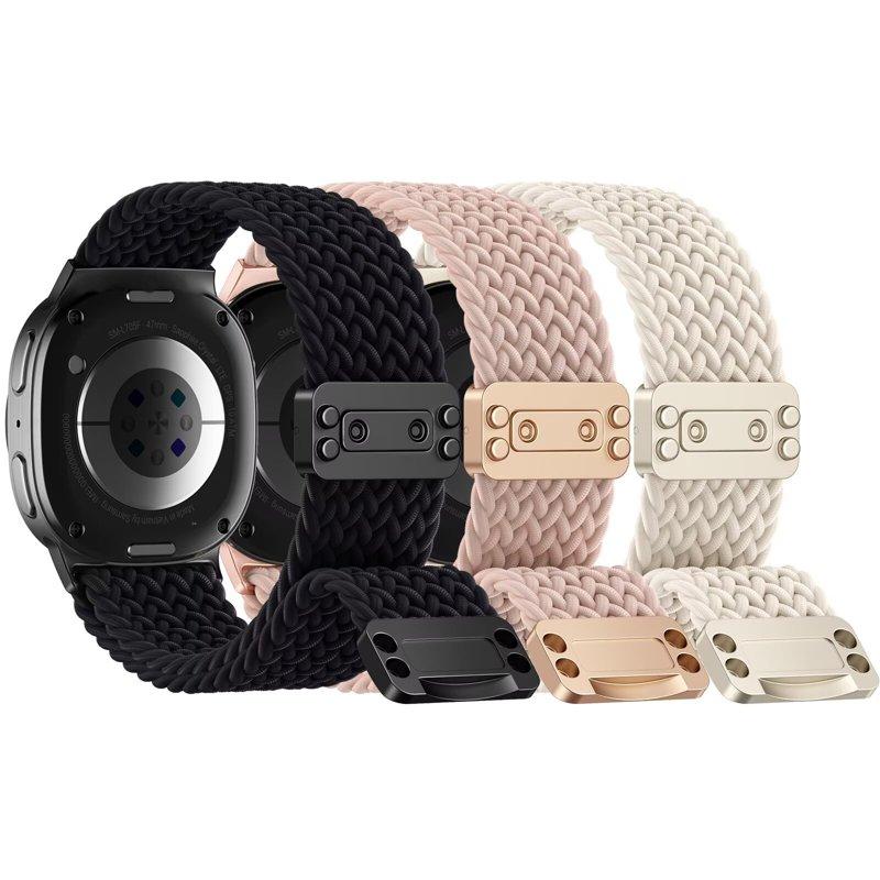 Comvin 3 Pack Braided Stretchy Bands with Magnetic Clasp Compatible with Samsung Galaxy Watch 8 Band 40mm 44mm Samsung Galaxy Watch 8 Classic 46mm Soft Nylon Sport Straps for Women Men
