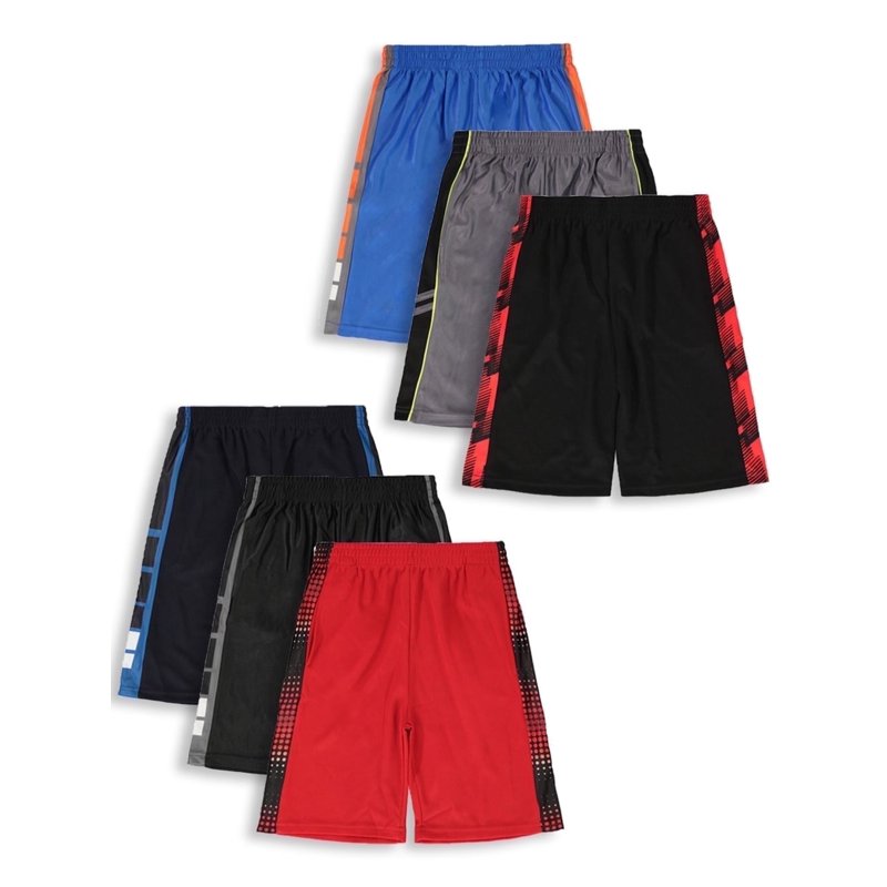 Cookie's Boys' 6-Pack Athletic Shorts With Pockets - red/multi 8 (Big Boys)