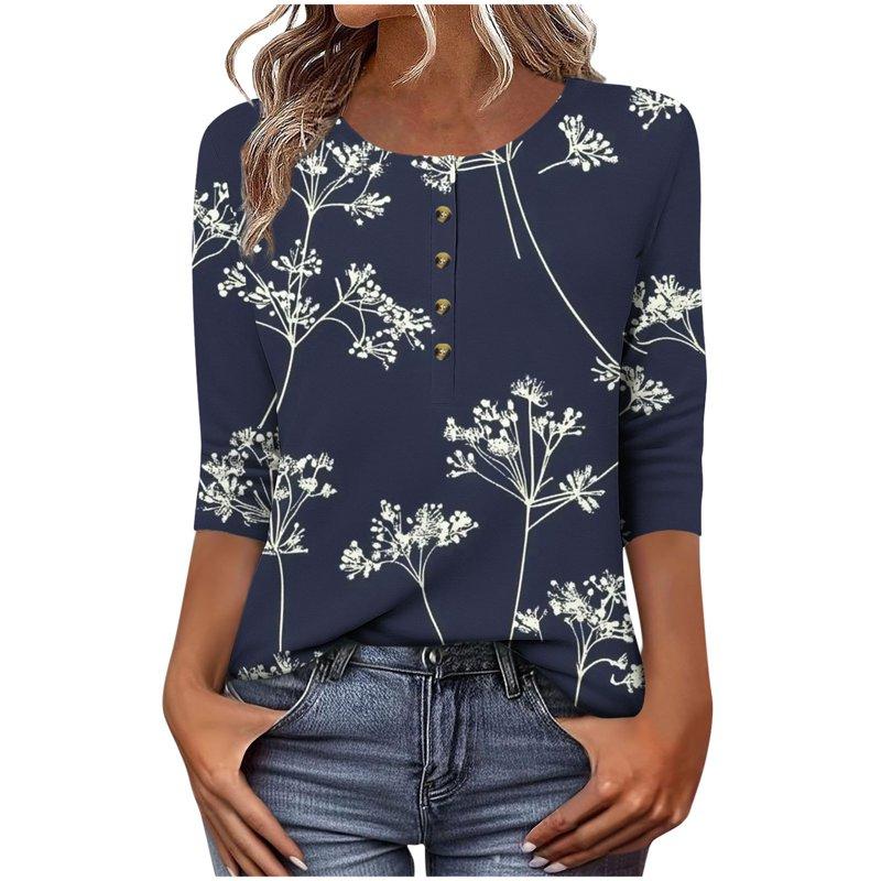 Craaazy Shirts For Women Printed Button 3/4 Sleeve T-shirt Crew Neck T-shirt Button Down Shirts For Women Plaid Graphic Casual Loose Tops Casual Printed Gifts For Women Craaazy Shirts For Women Printed Button 3/4 Sleeve T-shirt Crew Neck T-shirt Button Down Shirts For Women Plaid Graphic Casual Loose Tops Casual Printed Gifts For Women