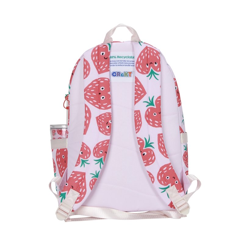 CRCKT Kids Strawberry Hearts 16-inch 3-Piece Backpack Set Includes Backpack Tumbler With Straw Topper And Coordinating Key Chain Pouch Pink Hearts
