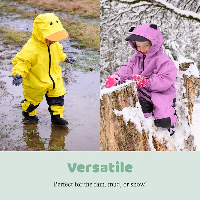 Cuddle Club One Piece Kids Rain Suit Waterproof Jacket Toddler Overalls Green Dino 4T