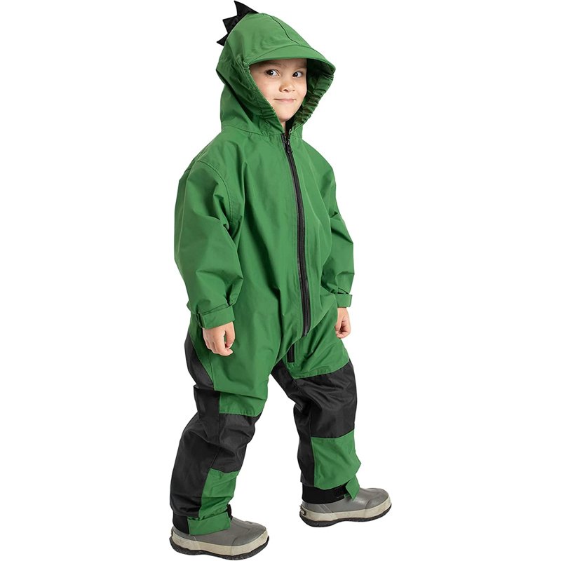 Cuddle Club One Piece Kids Rain Suit Waterproof Jacket Toddler Overalls Green Dino 4T