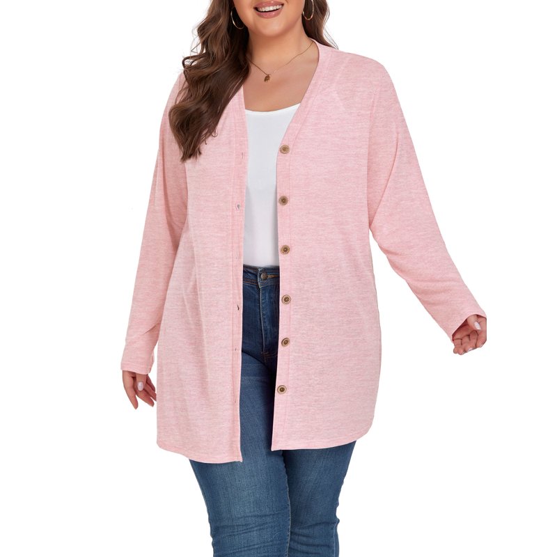 Cueply Women's Plus Size Cardigan Long Sleeve Lightweight Sheer Open Front Knited Cardigan 1X-4X