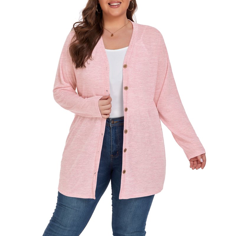 Cueply Women's Plus Size Cardigan Long Sleeve Lightweight Sheer Open Front Knited Cardigan 1X-4X