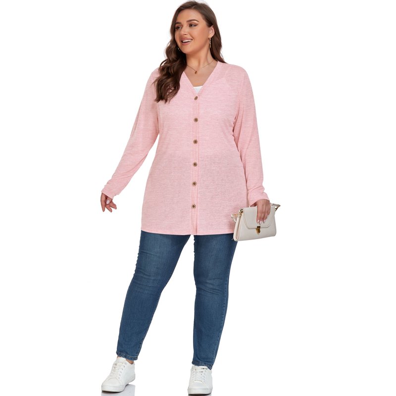 Cueply Women's Plus Size Cardigan Long Sleeve Lightweight Sheer Open Front Knited Cardigan 1X-4X