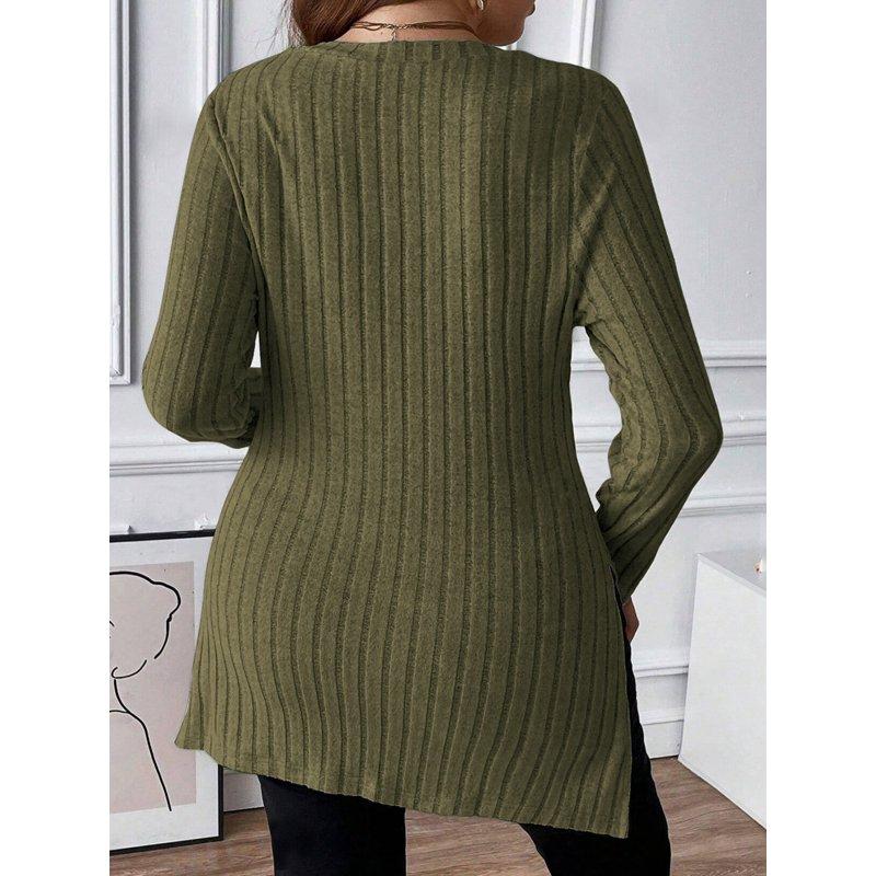 Cuteduck Women Plus Size Casual Ribbed Knit Blouse Fall Long Sleeve Sweater Square Neck Solid Top 1X-4X