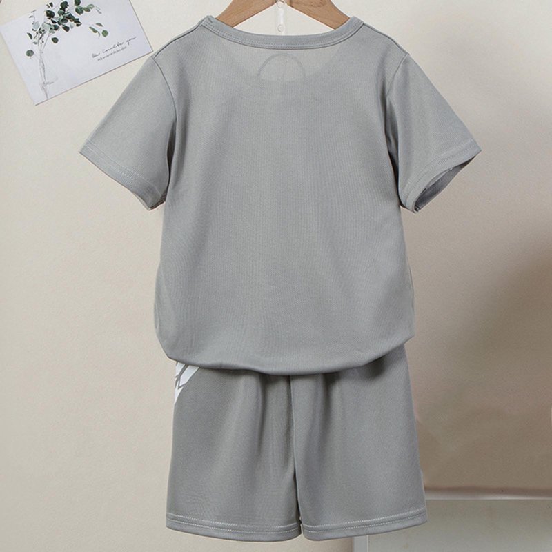 CYRBOKO Boys Outfit Sets Casual Cotton Short Sleeve Summer Sport Clothing Set Gray Size 7-8 T