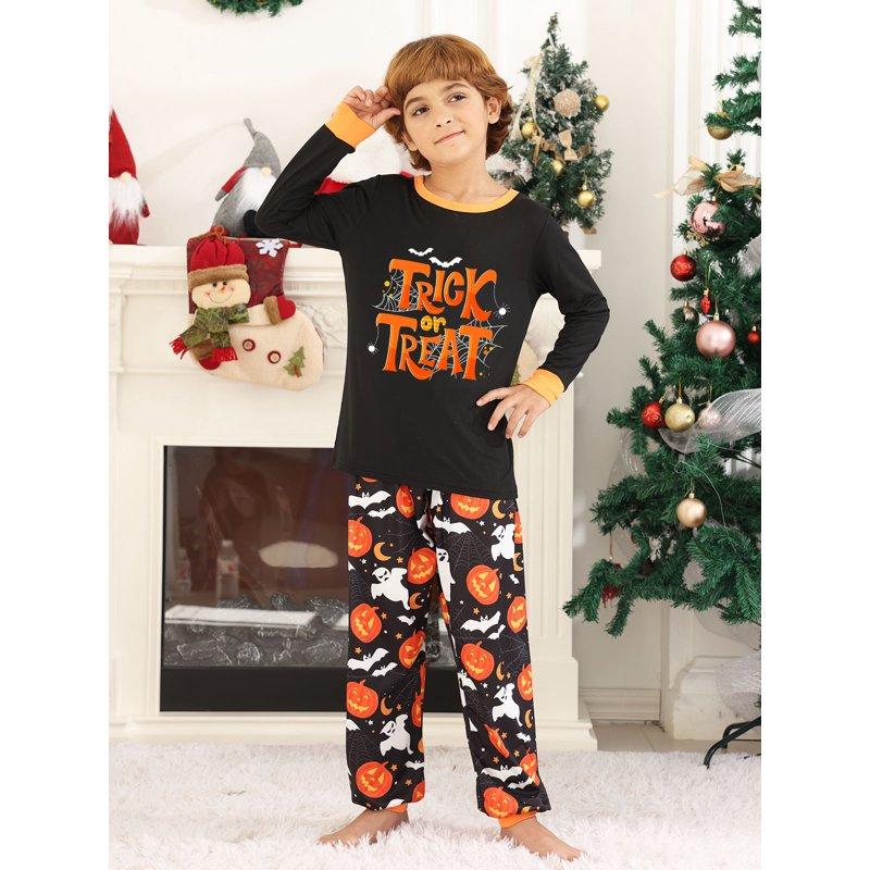 DAKIMOE Halloween Pajamas Family Matching Set Holiday Print Long Sleeve Jammies Loungewear PJs Set Sleepwear Adult Kids Men Women Toddler