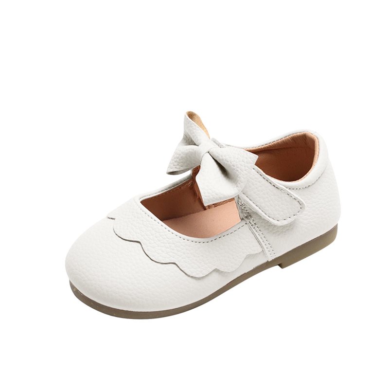 Darzheoy Toddler Baby Shoes For Girls Cute Solid Color Casual Fall Delicate Bow Trim Princess Versatile Loose Small Leather Shoes