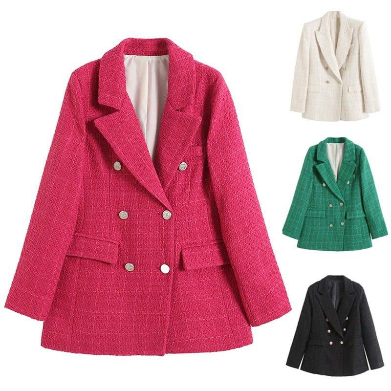 Dazajoo Womens Tweed Blazers Casual Long Sleeve Double Breasted Open Front Blazer Jackets Suits Jackets for Women 2024 Green M Dazajoo Womens Tweed Blazers Casual Long Sleeve Double Breasted Open Front Blazer Jackets Suits Jackets for Women 2024 Green M