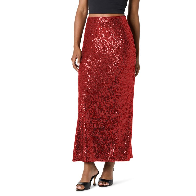 Daznico Women's High Waisted Sequin Maxi Skirt Bodycon Long Formal Skirt for Dance and Party Size S