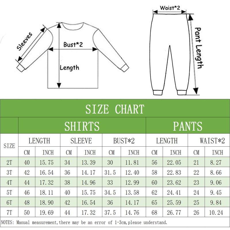 DDSOL Boy Pajamas Long Sleeves Graphic Pjs Cotton Sleepwear 2-Piece Size 6