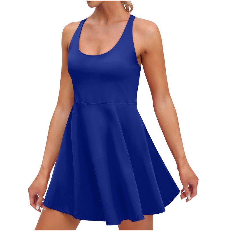 Deals of The Day Clearance Miqool Womens Tennis Dress Built in Shorts & Bra Adjustable Straps Crisscross Back Summer Exercise Workout Mini Dress Golf Athletic Dresses for Women