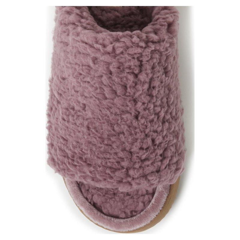 Dearfoams Cozy Comfort Women's Teddy Pile Open Toe Scuff Slippers