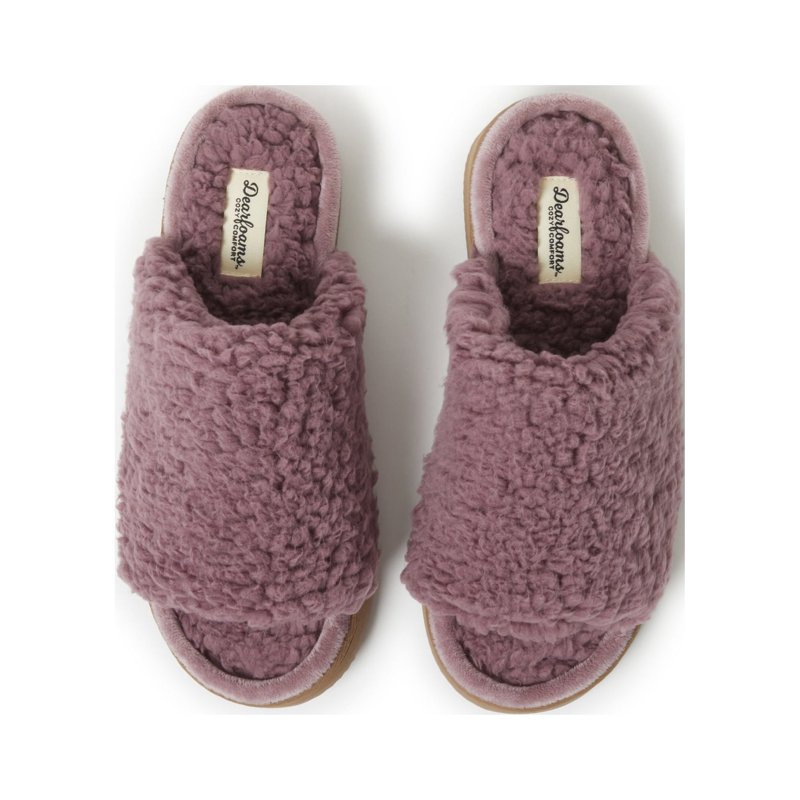 Dearfoams Cozy Comfort Women's Teddy Pile Open Toe Scuff Slippers