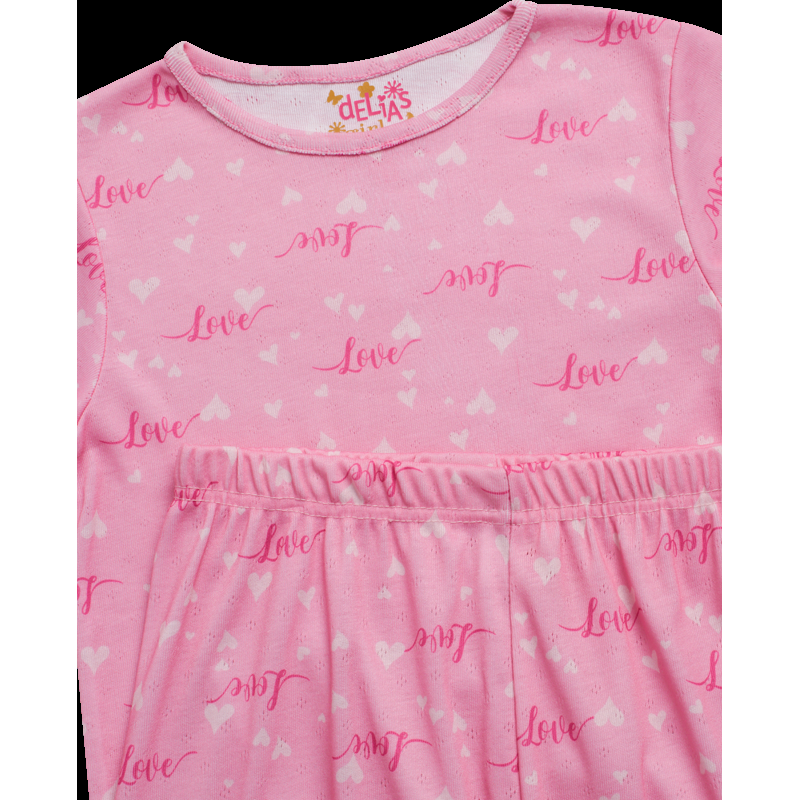 DELiA*s Girls' Pajamas - 2 Piece Snug Fit Pointelle Floral Bow Pajamas Set For Girls (Sizes: 4-16)