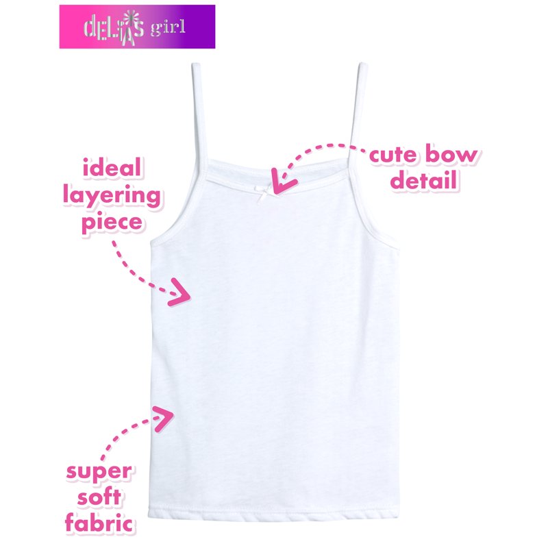 DELiA*s Girls' Undershirt - 5 Pack Soft Cotton Cami Tank Top - Camisole Tops For Girls (2T-14)