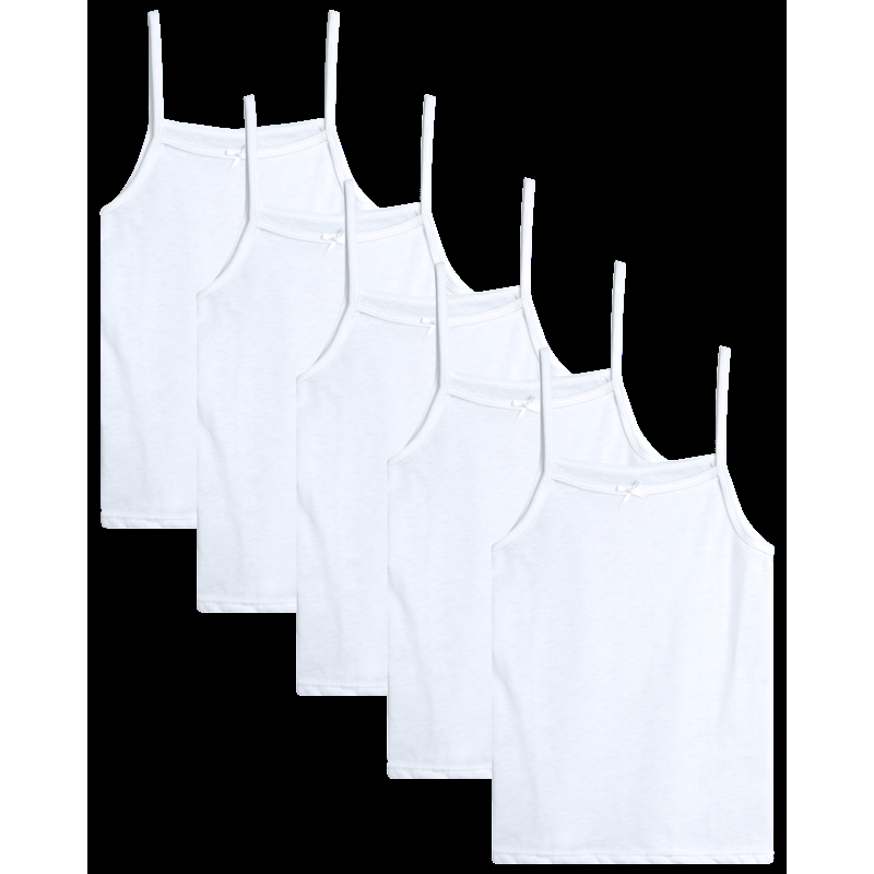 dELiA*s Girls' Undershirt - 5 Pack Soft Cotton Cami Tank Top - Camisole Tops for Girls (2T-14)