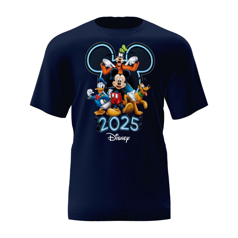 Disney 2025 Mickey and Friends Navy Adult Tee Shirt XS-2XL (Unisex)