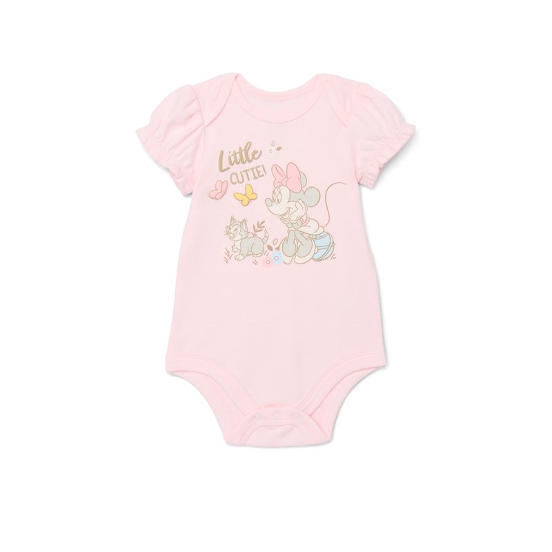 Disney Baby Wishes + Dreams Minnie Mouse Baby Girls Bodysuit With Puff Sleeves 3-Pack Sizes Newborn-18 Months