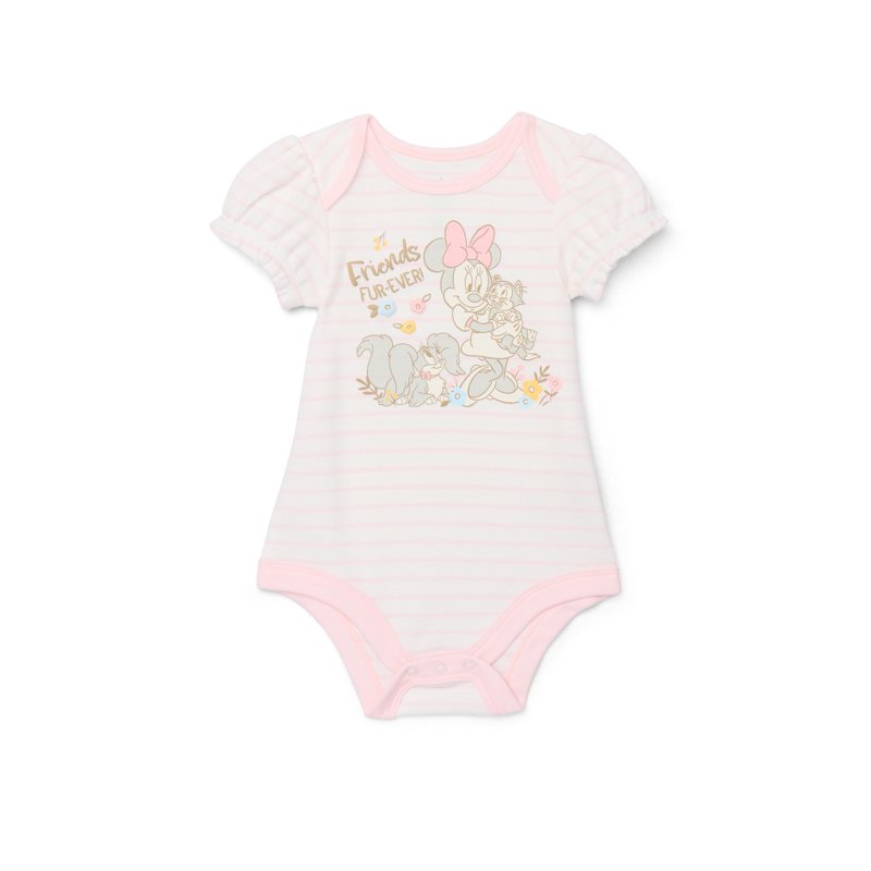 Disney Baby Wishes + Dreams Minnie Mouse Baby Girls Bodysuit With Puff Sleeves 3-Pack Sizes Newborn-18 Months