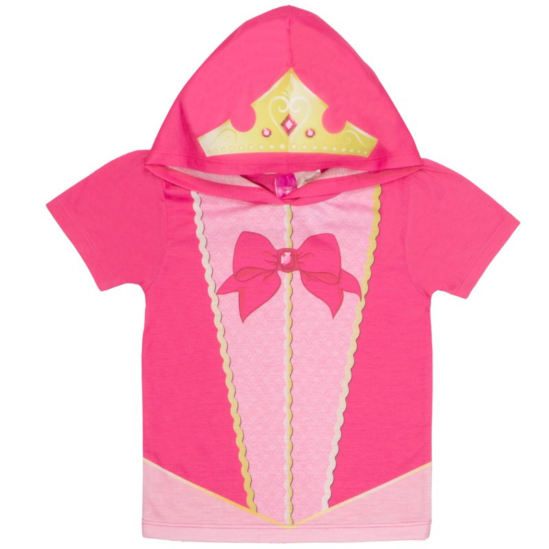 Disney Characters Girls 2-Piece Kids Clothing Set - Hoodie T-Shirt & Shorts 2-Pack Bundle Set For Girls (Size 3T-8)