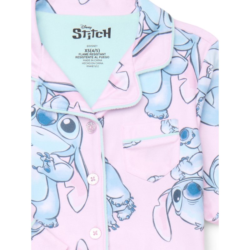 Disney Lilo And Stitch Girls Long Sleeve Coat And Shorts Pajama Set 2-Piece Sizes 4-16