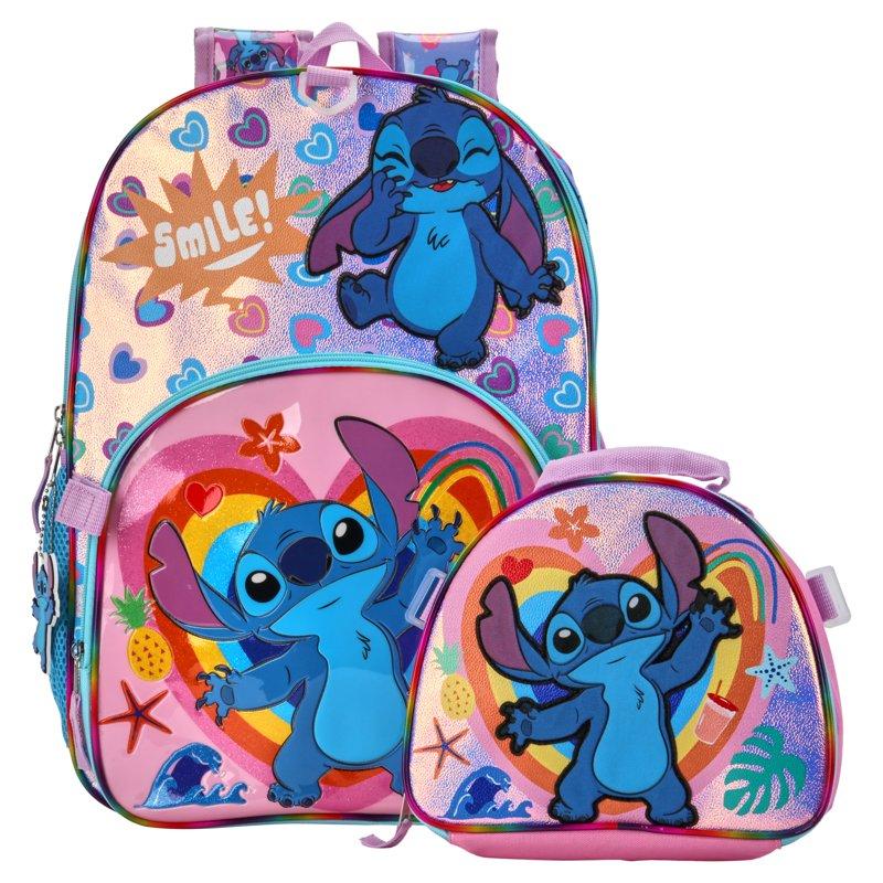 Disney Lilo & Stitch Girls 17" 6-Piece Backpack Set With Headphones Pink