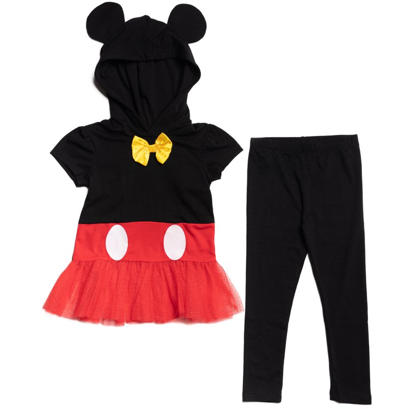 Disney Mickey Mouse Toddler Girls Cosplay T-Shirt Dress and Leggings Toddler to Big Kid