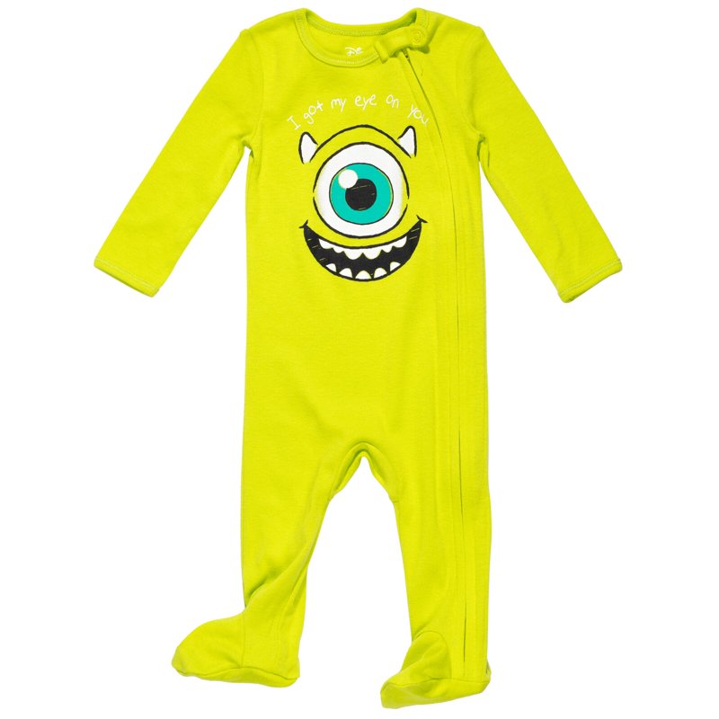 Disney Pixar Monsters Inc. Mike Sully Infant Baby Boys 2 Pack Zip Up Snap Cosplay Sleep N' Plays Newborn To Infant