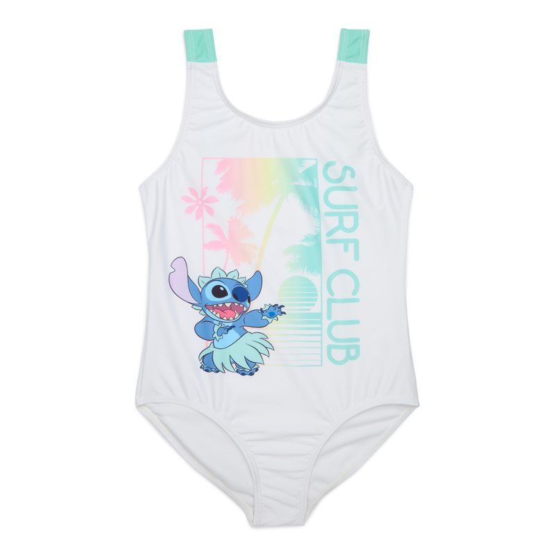 Disney Stitch Girls One-Piece Swimsuit with UPF 50+ Sizes 4-12