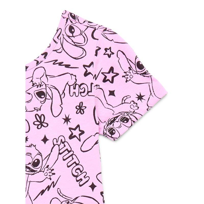Disney Stitch Girls' Print Skater Dress With Short Sleeves Sizes 4-12