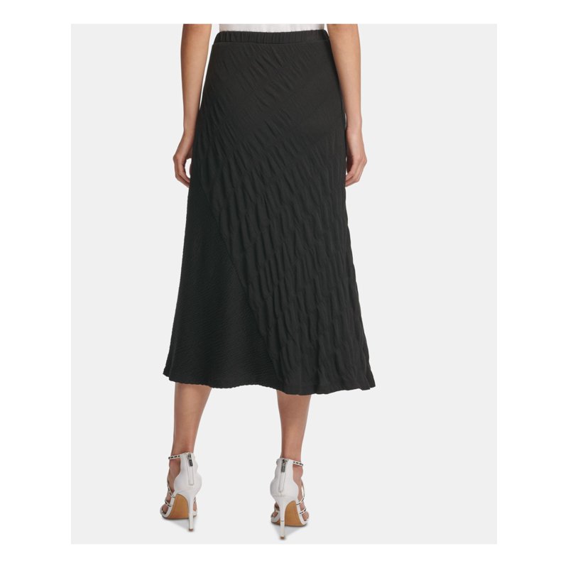 DKNY Womens Black Textured Maxi A-Line Skirt Size: M